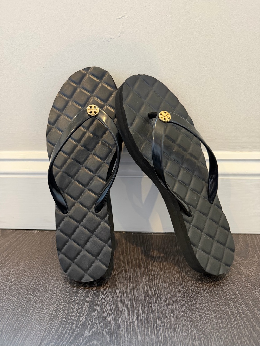 Tory Burch Black Quilted Flip-Flops
